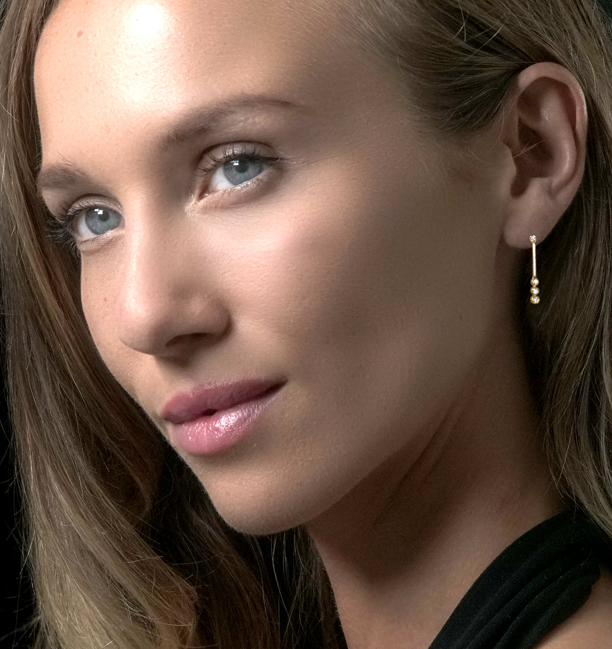 Trilogy Drop Earrings 0.12ct Lab Diamonds 18K Gold Vermeil